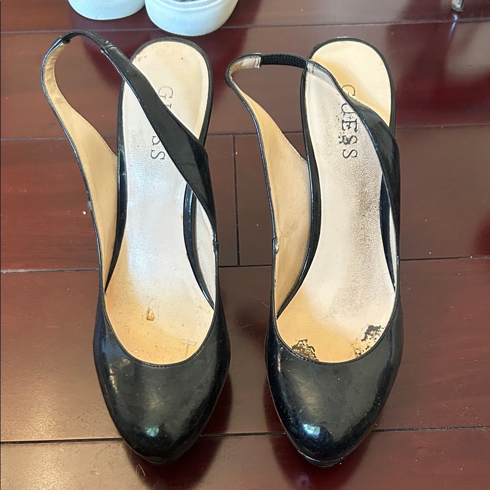 Guess Black Patent Slingback Heels